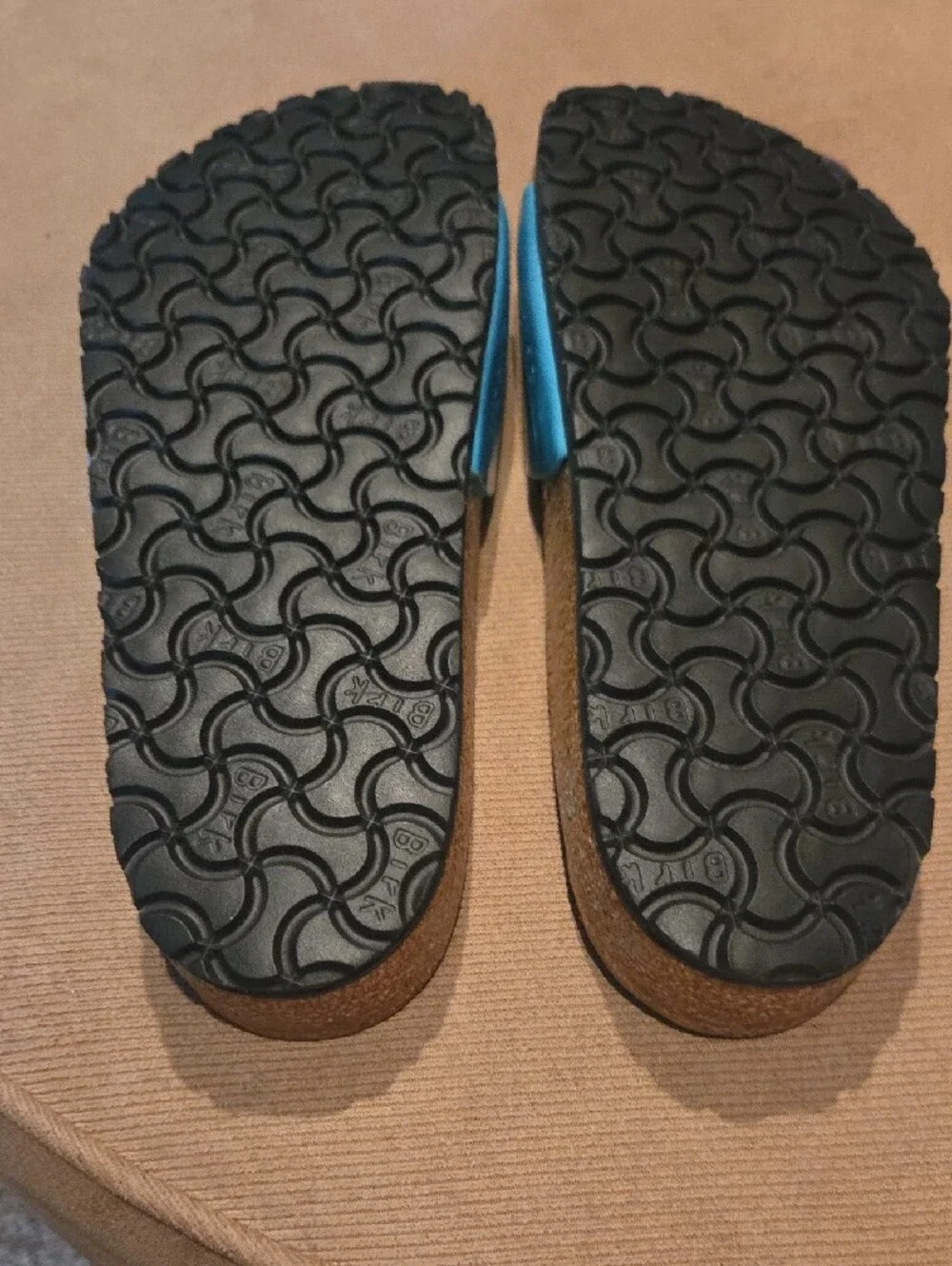 NWT Birkenstock Madrid Teal Turquoise Leather Single Strap Slide Sandals Size 39 - Picture 7 of 8